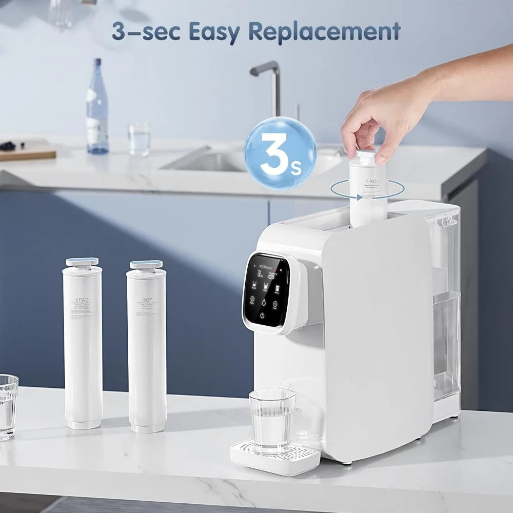 Countertop reverse osmosis water filtration and purification system