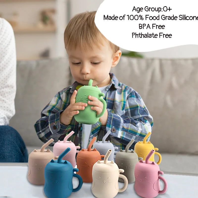 BPA Free Baby Silicone Straw Cup