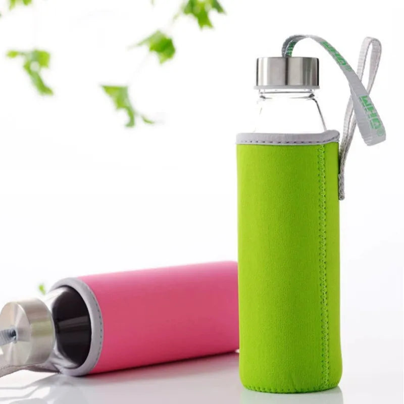 Shatterproof Portable Glass Water Bottle